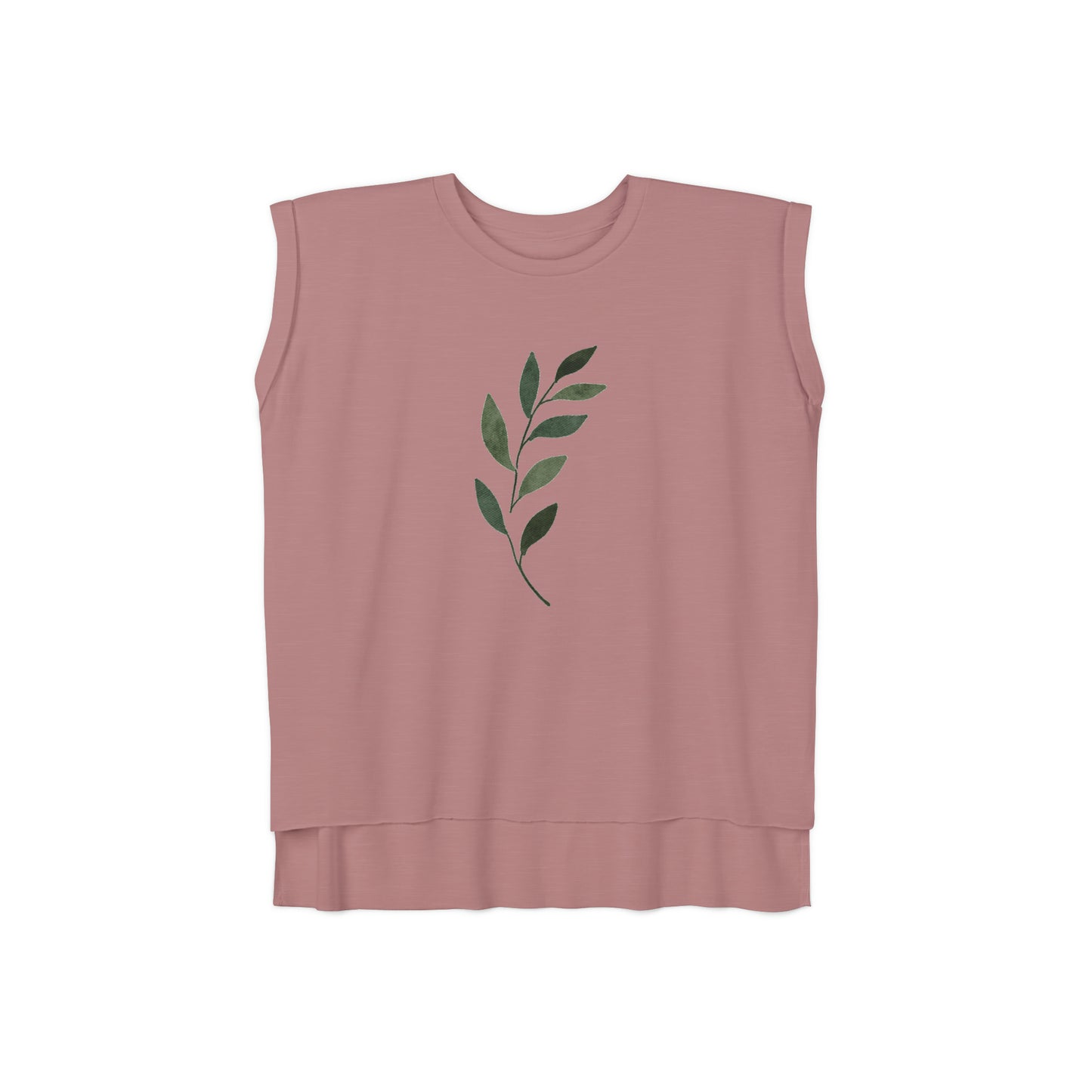 Green Leaf Women’s Flowy Rolled Cuffs Muscle Tee