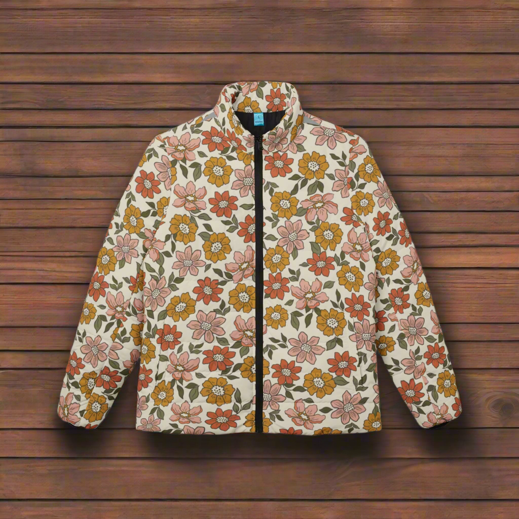 Aged Flowers Puffer Jacket