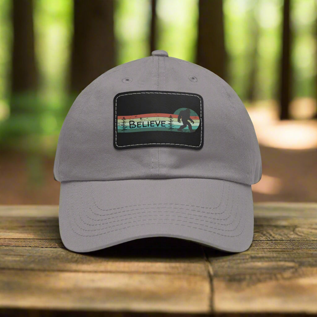 Bigfoot Believe - Hat with Leather Rectangle Patch