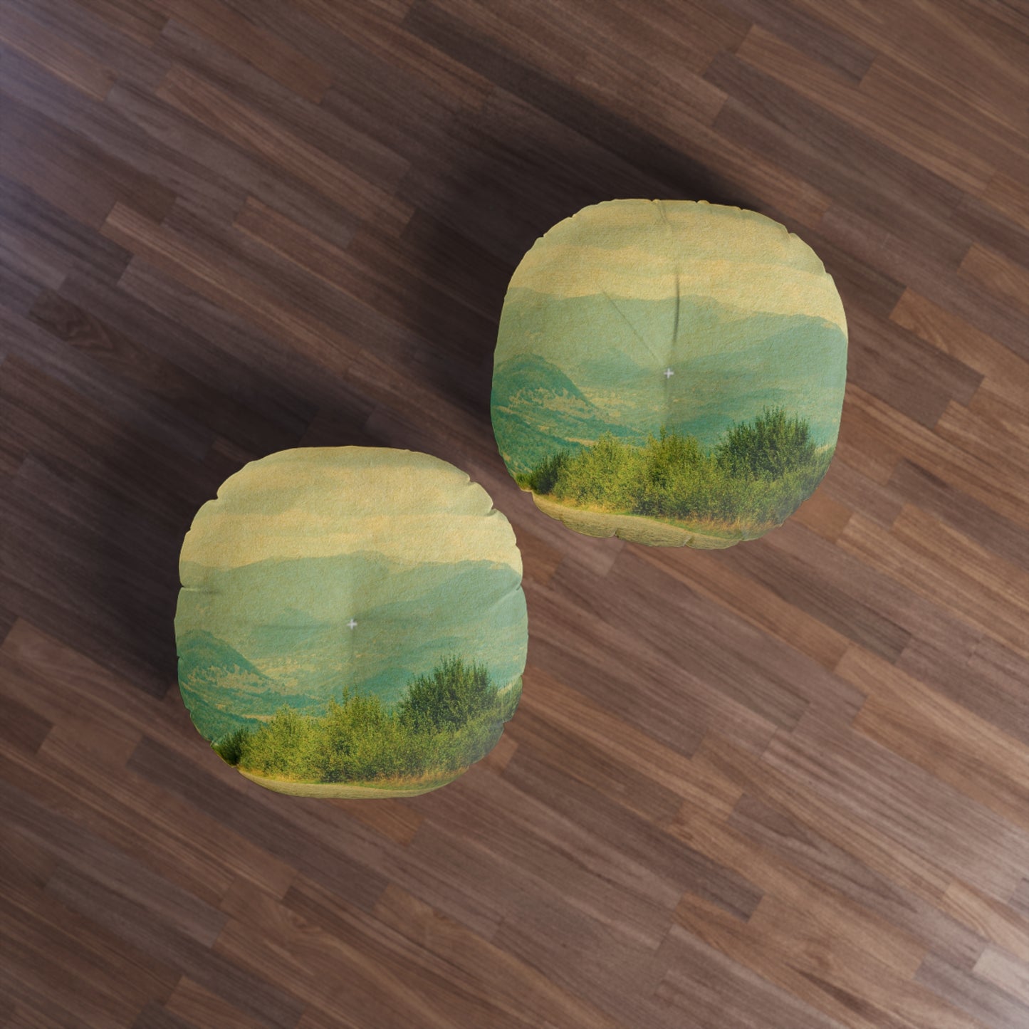 Country Roads Tufted Floor Pillow, Round