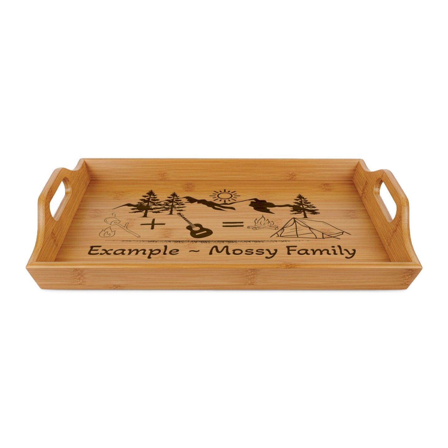 Engraved Bamboo Camping Serving Tray — Outdoor Picnic & Camp Kitchen Accessory
