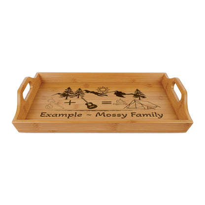 Engraved Bamboo Camping Serving Tray — Outdoor Picnic & Camp Kitchen Accessory