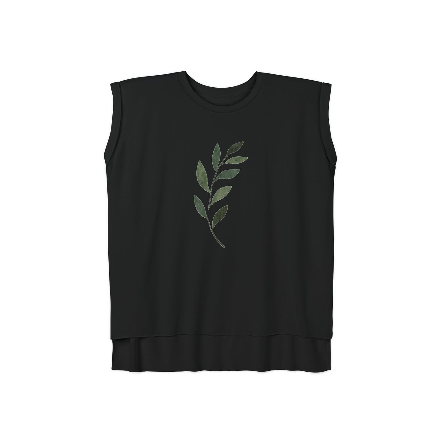 Green Leaf Women’s Flowy Rolled Cuffs Muscle Tee