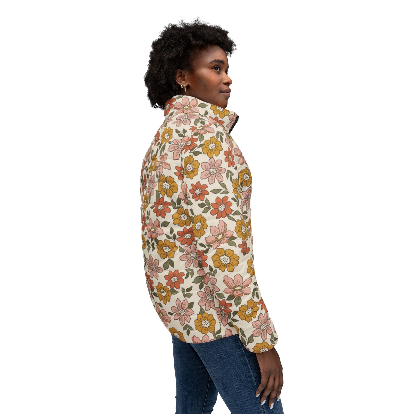 Aged Flowers Puffer Jacket