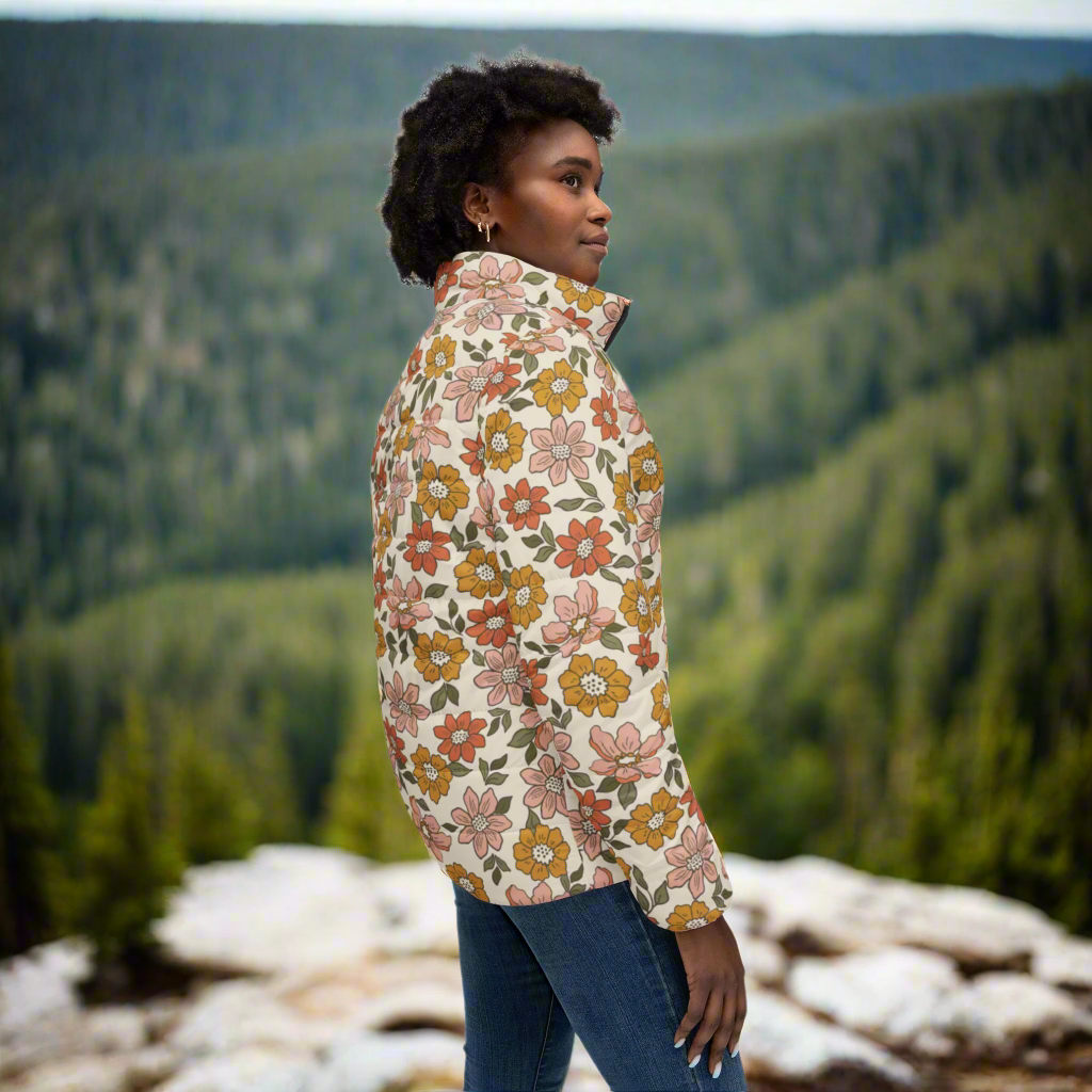 Aged Flowers Puffer Jacket