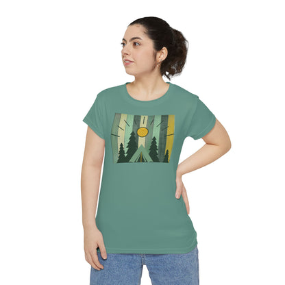 Women's Forest Sunrise Tee — Vintage Camping Graphic Shirt
