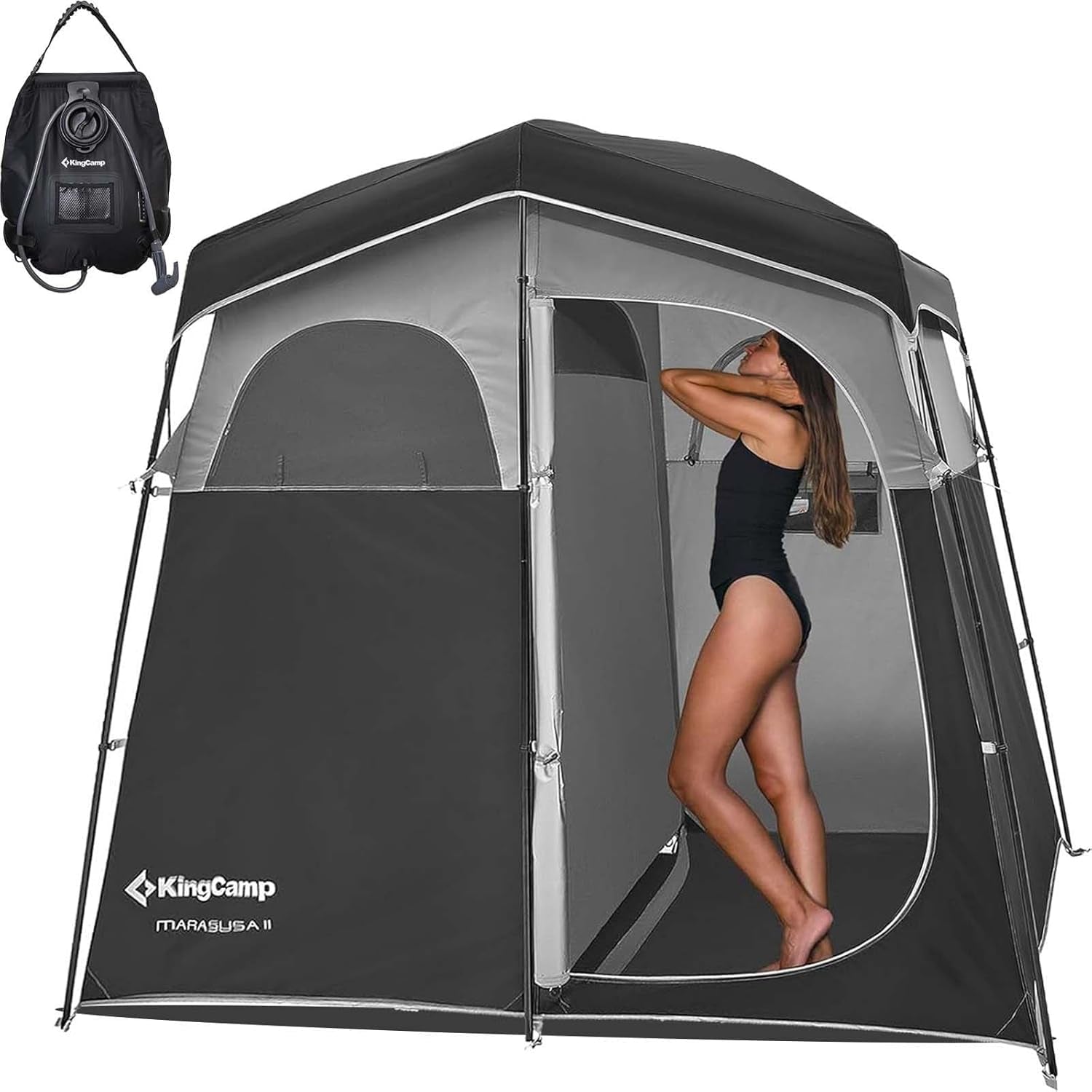 Shower Tent, Portable Privacy Tent Outdoor Camping 1/2 Room Toilet Tents with Shower Bag & Dressing Room for Beach, Camping & Hiking