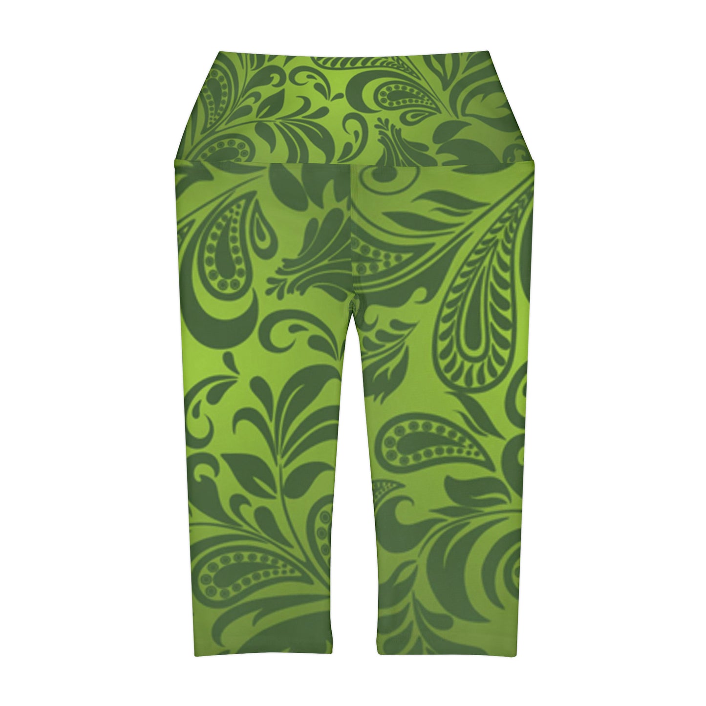 Green Paisley Yoga Capri Leggings