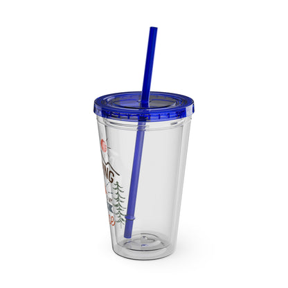 Camping is My Happy Place - Sunsplash Tumbler with Straw, 16oz