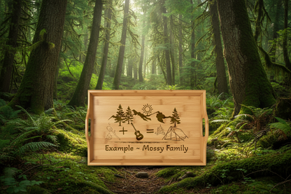 Engraved Bamboo Camping Serving Tray — Outdoor Picnic & Camp Kitchen Accessory