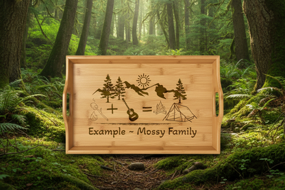 Engraved Bamboo Camping Serving Tray — Outdoor Picnic & Camp Kitchen Accessory