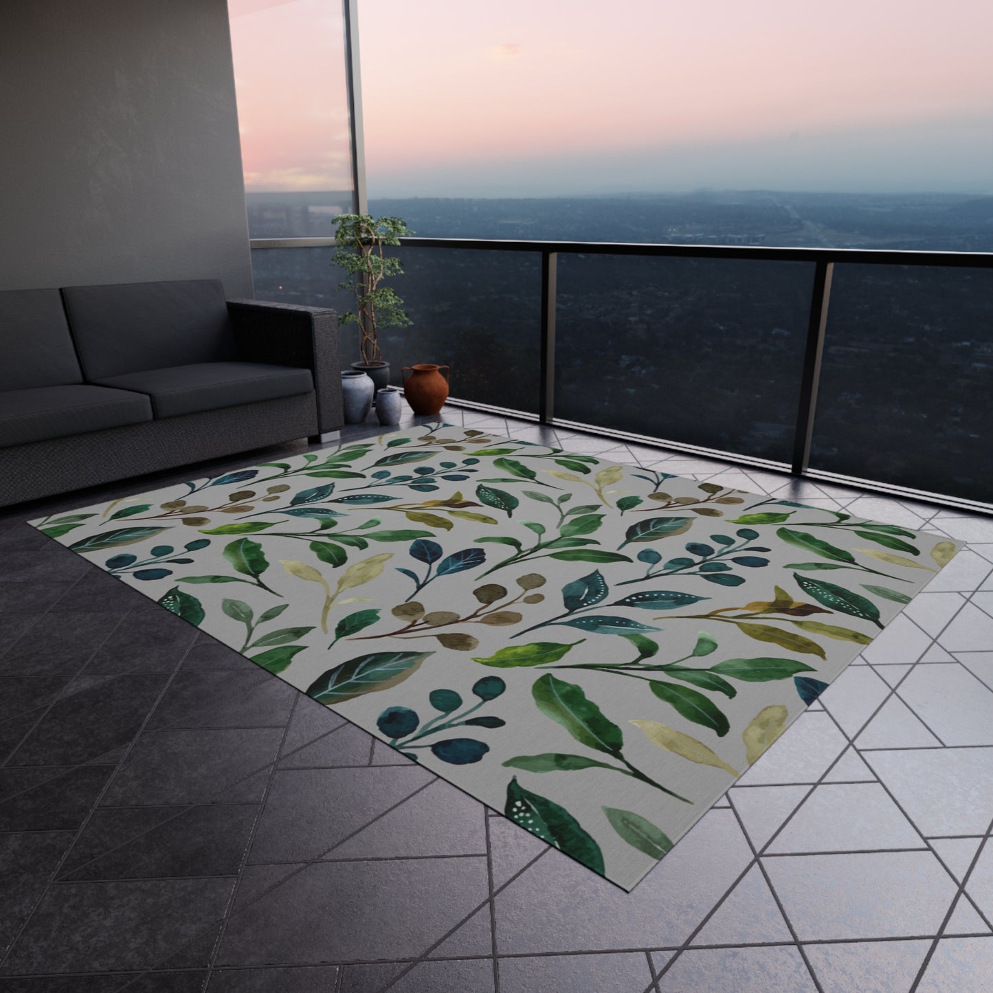 Green Leaves Outdoor Rug