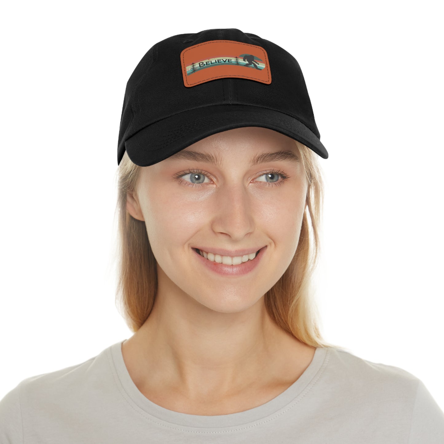 Bigfoot Believe - Hat with Leather Rectangle Patch