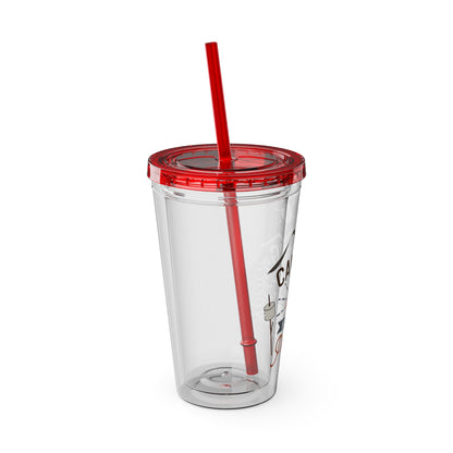 Camping is My Happy Place - Sunsplash Tumbler with Straw, 16oz