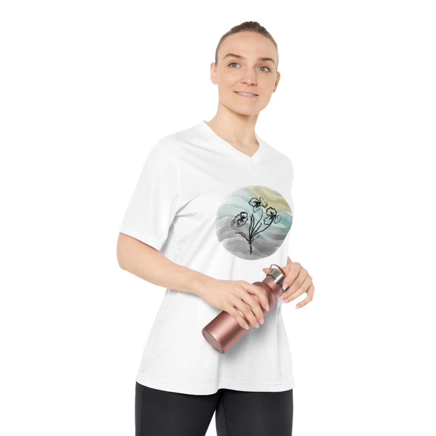 Three Petal Flower - Women's Performance V-Neck T-Shirt