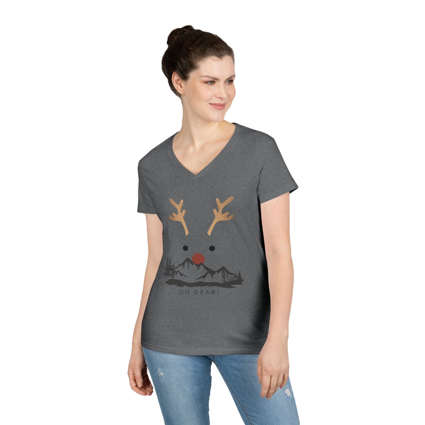 Oh Deer Ladies' V-Neck T-Shirt