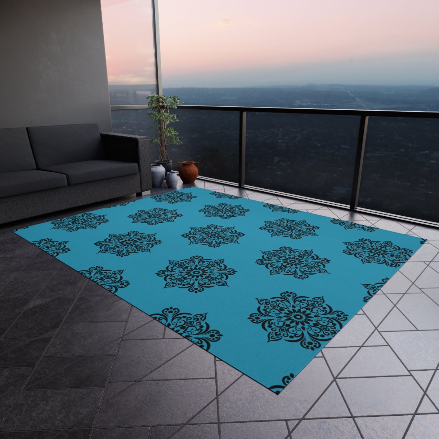 Medallion Blue Outdoor Rug