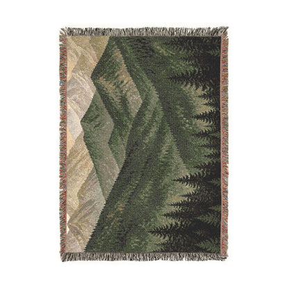 Mountain Landscape Woven Blanket — Cozy Forest Ridge Throw