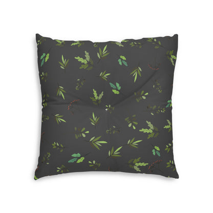 Square Floor Pillow - Green Leaves Design