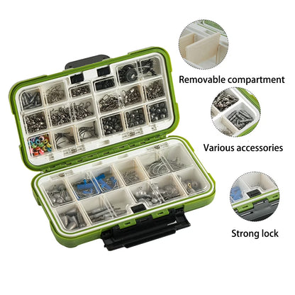 397Pcs Fishing Accessories Kit, Organized Fishing Tackle Box with Tackle Included, Fishing Hooks, Fishing Weights Sinkers, Swivels, Beads, Fishing Gear Set Equipment for Bass Trout