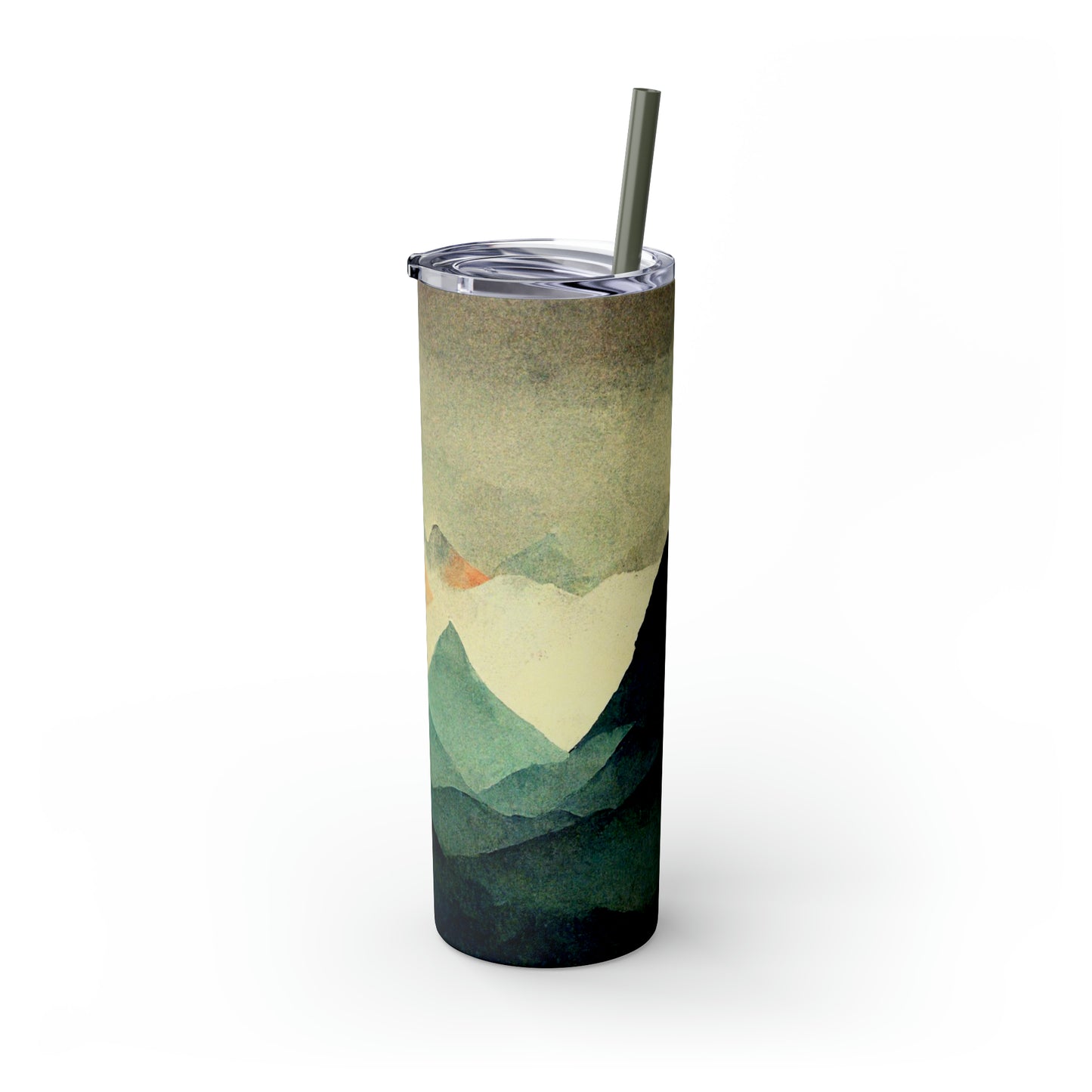 Mountain Mosaic Skinny Tumbler with Straw, 20oz