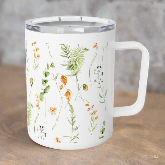 Day Flowers Insulated Coffee Mug, 10oz