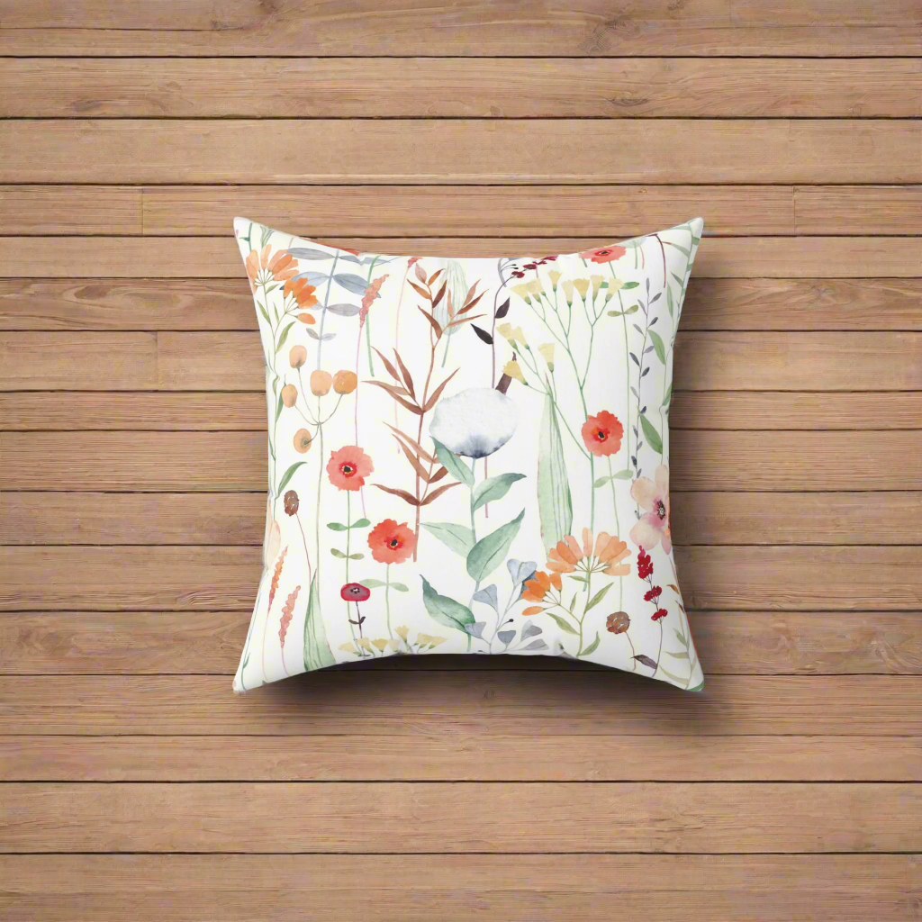 Spring Flowers Spun Polyester Square Pillow