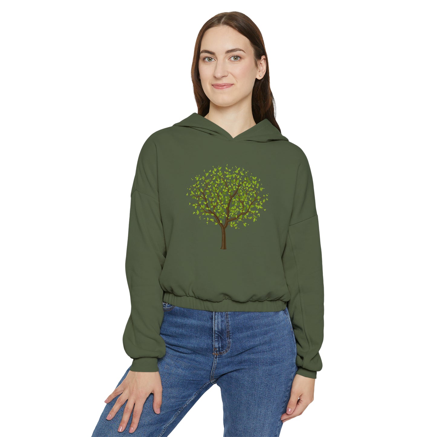 Leafy Green Tree - Women's Cinched Bottom Hoodie