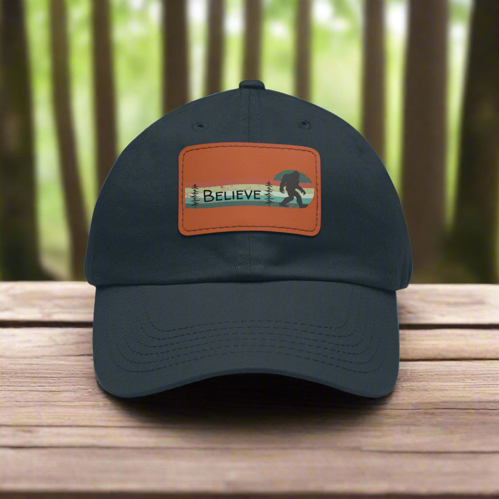 Bigfoot Believe - Hat with Leather Rectangle Patch