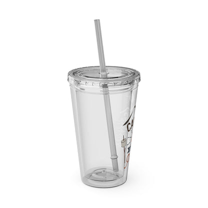 Camping is My Happy Place - Sunsplash Tumbler with Straw, 16oz