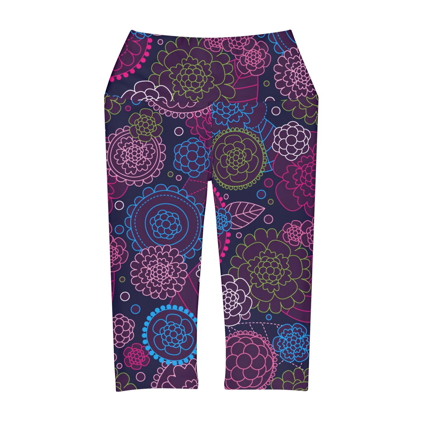 Mosaic Flower Yoga Capri Leggings