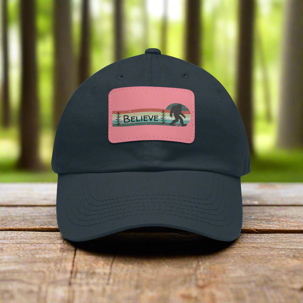 Bigfoot Believe - Hat with Leather Rectangle Patch