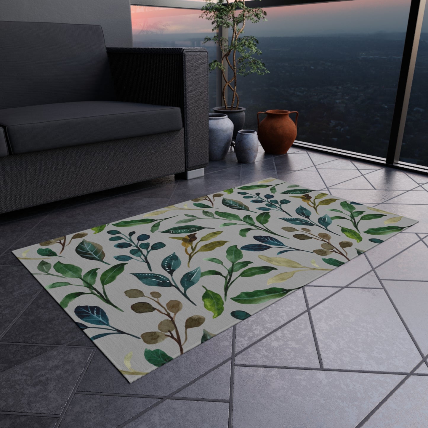 Green Leaves Outdoor Rug