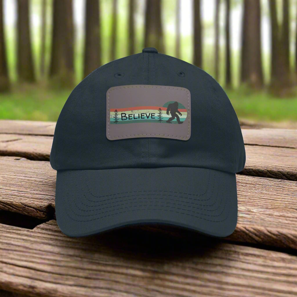 Bigfoot Believe - Hat with Leather Rectangle Patch