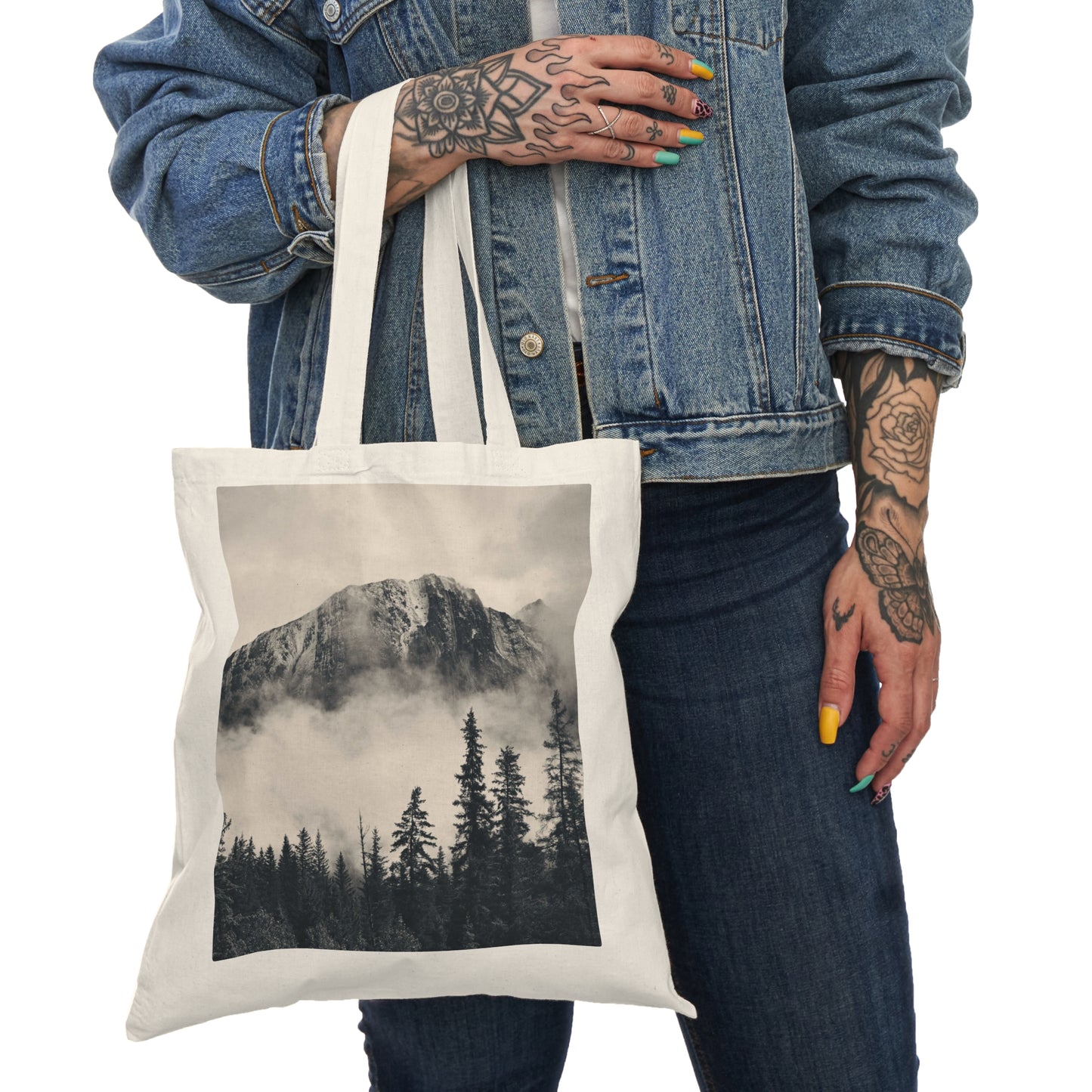 Foggy Mountain Natural Tote Bag