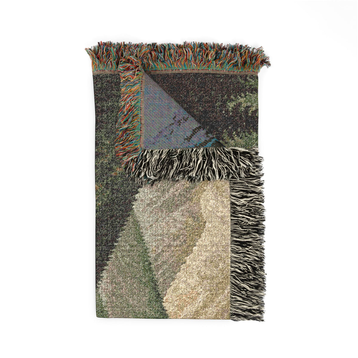 Mountain Landscape Woven Blanket — Cozy Forest Ridge Throw