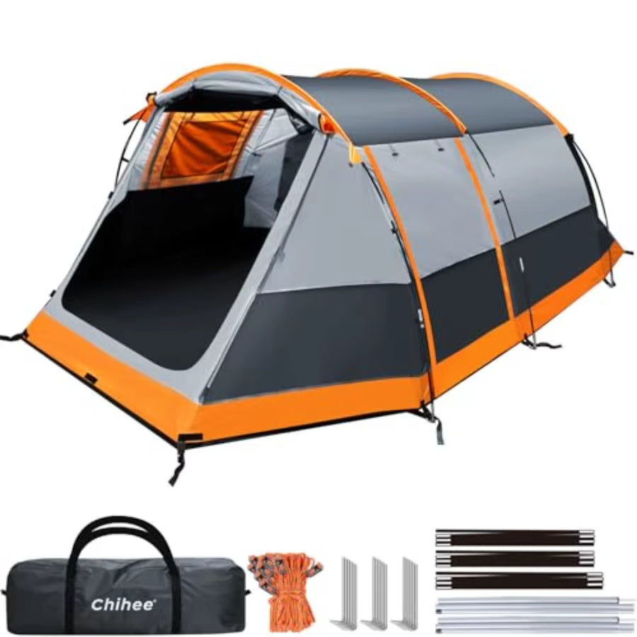 Camping Tents Tunnel Tent 4 Person Family Tents with 2 Doors Extra Weatherproof Outdoor Shelter 4 Seasons Tents with Double Wat