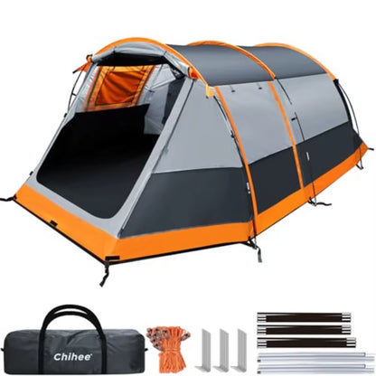 Camping Tents Tunnel Tent 4 Person Family Tents with 2 Doors Extra Weatherproof Outdoor Shelter 4 Seasons Tents with Double Wat