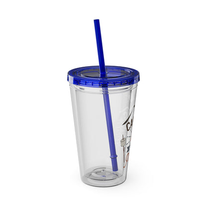 Camping is My Happy Place - Sunsplash Tumbler with Straw, 16oz