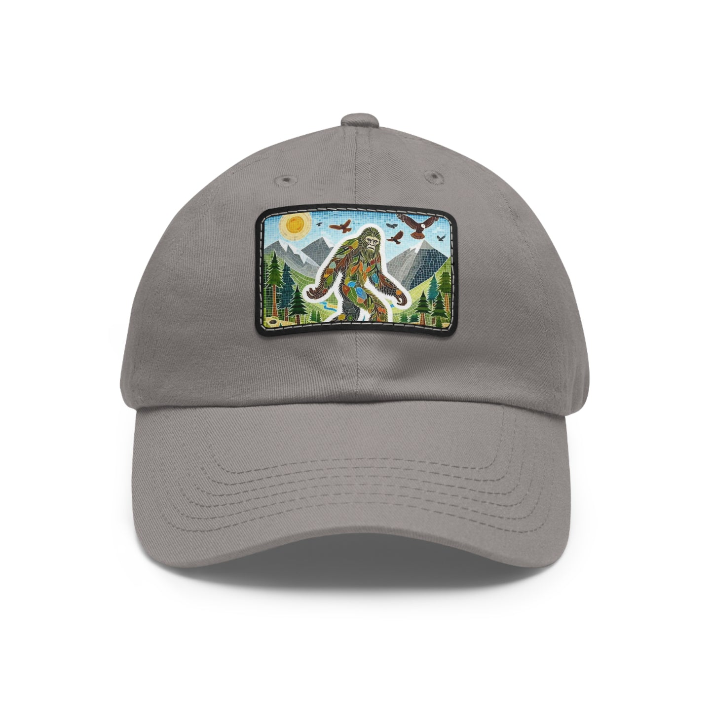 Bigfoot Leather Patch Hat — Rectangle Rustic Sasquatch Cap