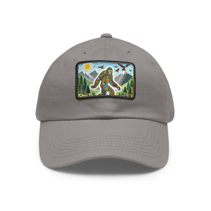 Bigfoot Leather Patch Hat — Rectangle Rustic Sasquatch Cap