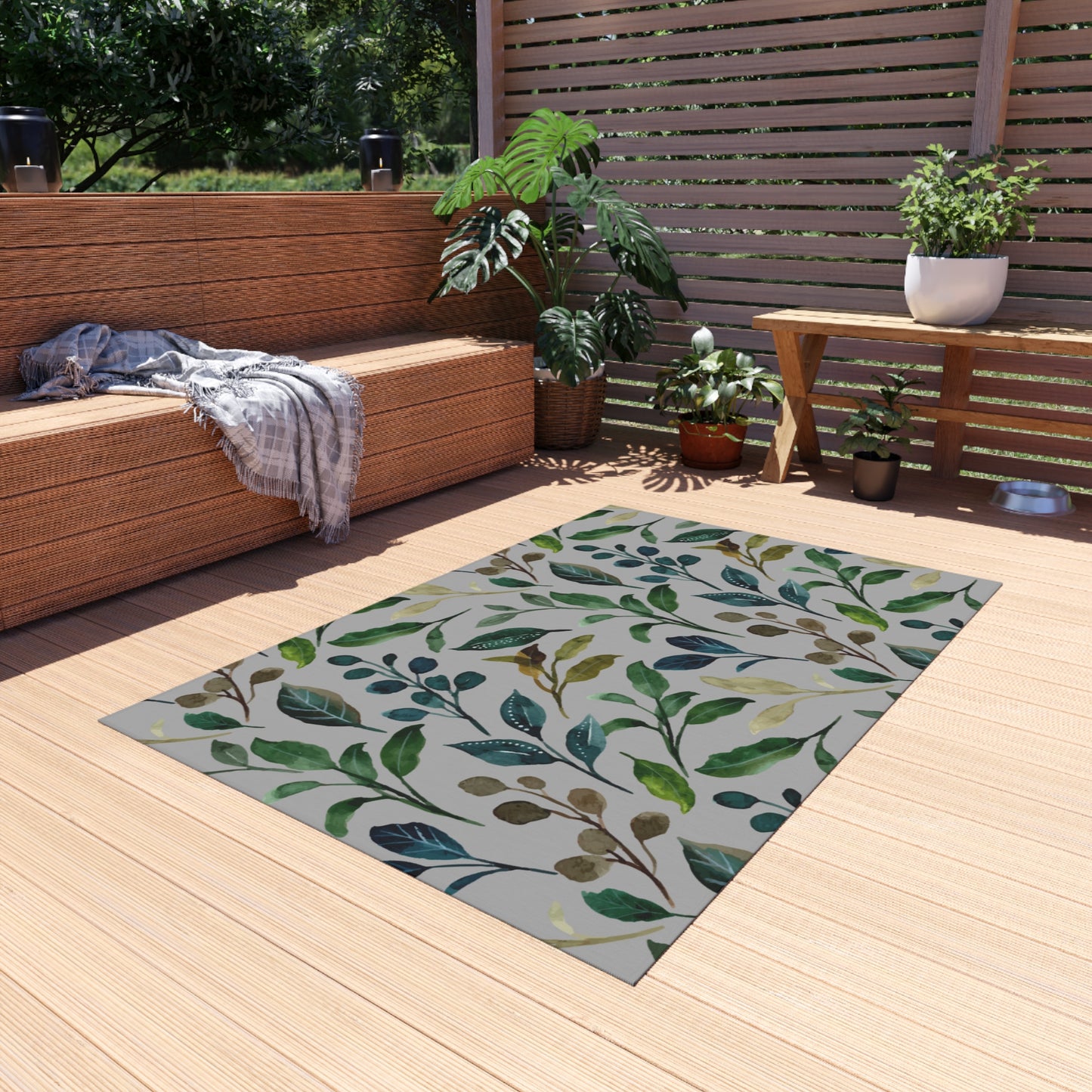 Green Leaves Outdoor Rug