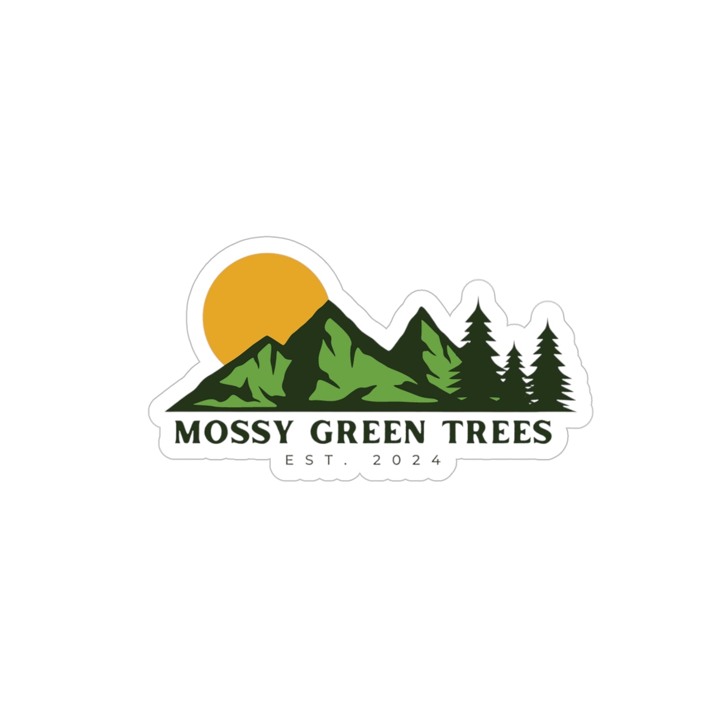 Mossy Green Trees Logo - Transparent Outdoor Stickers, Die-Cut, 1pcs