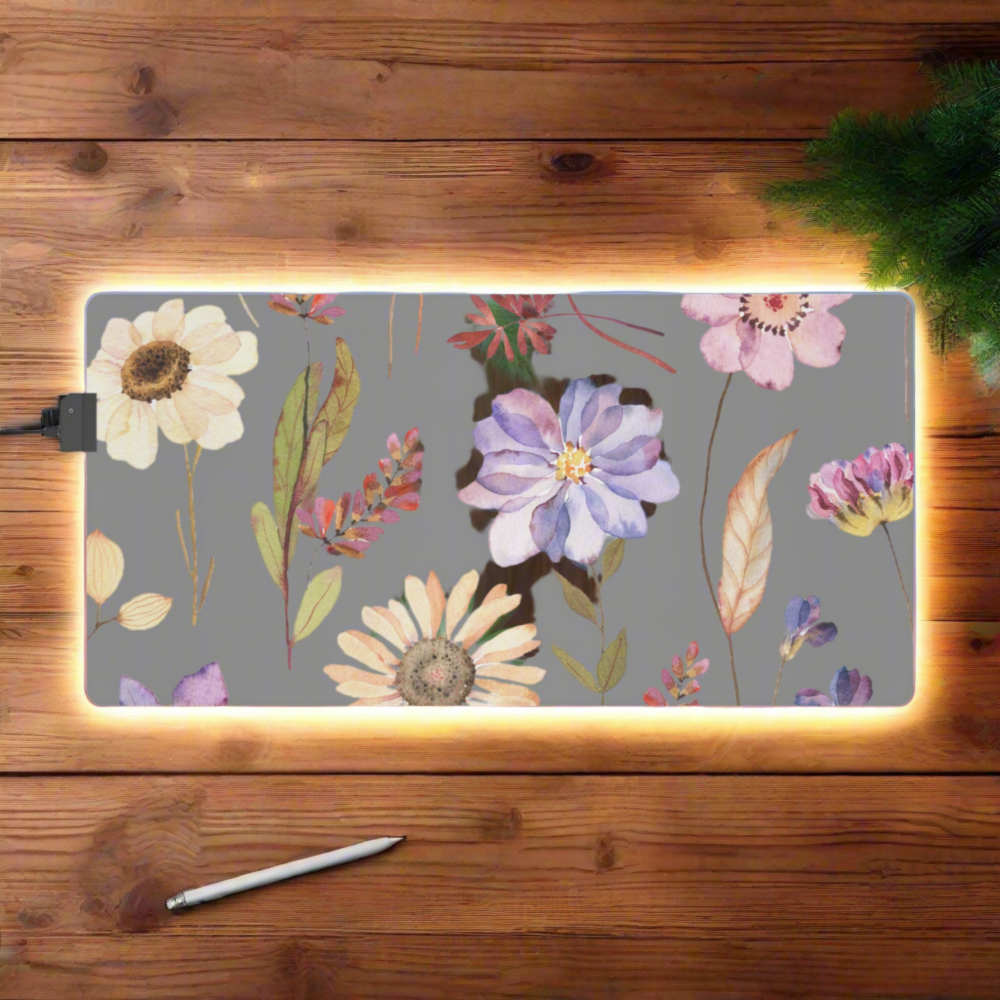 Floral LED Gaming Mouse Pad