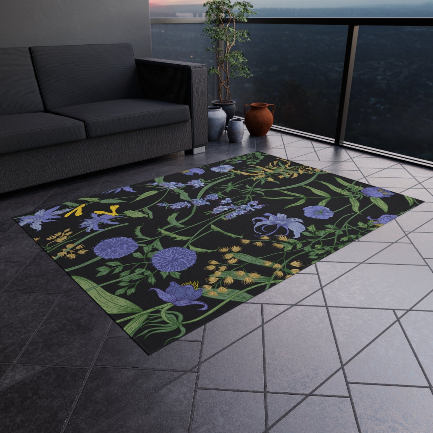 Blue Thistle Outdoor Rug