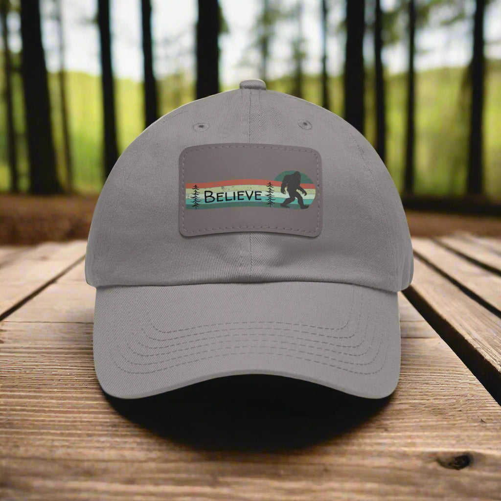 Bigfoot Believe - Hat with Leather Rectangle Patch