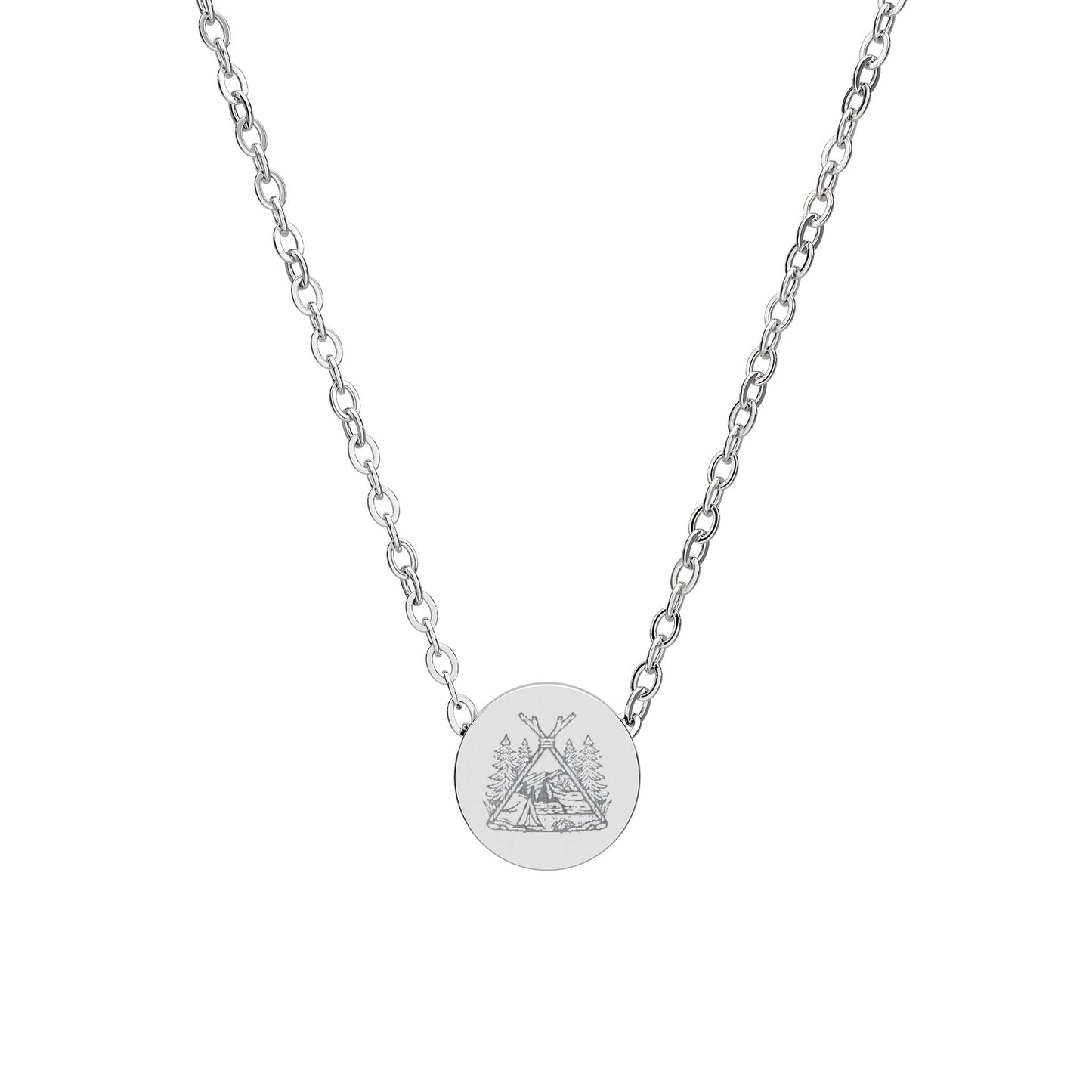 Go Camp Mini Circle Necklace — Engraved Pendant for Outdoor Lovers