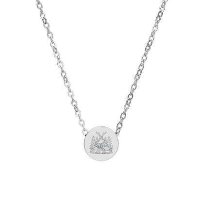 Go Camp Mini Circle Necklace — Engraved Pendant for Outdoor Lovers