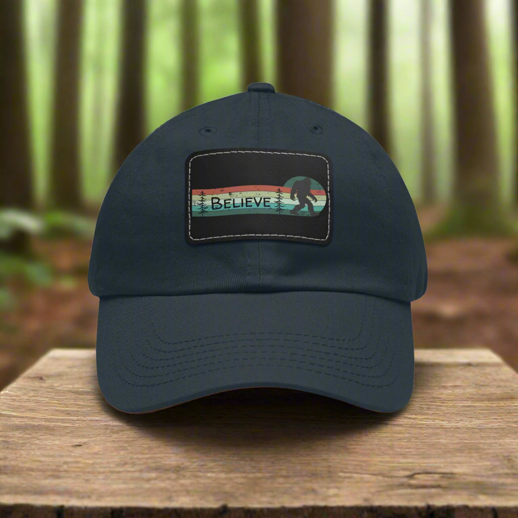 Bigfoot Believe - Hat with Leather Rectangle Patch