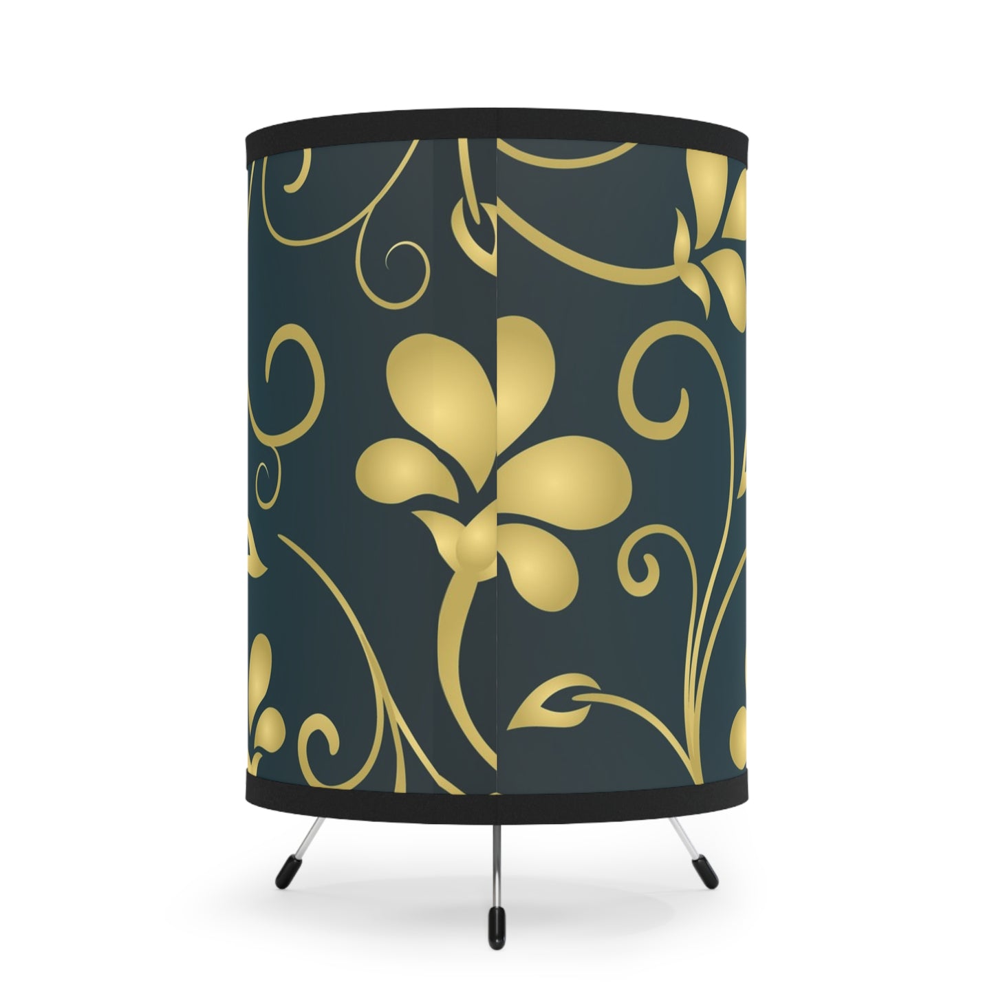 Gold Vine Tripod Lamp with High-Res Printed Shade, US\CA plug